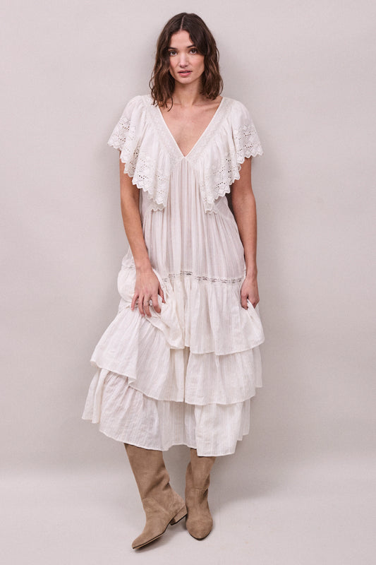 Faune Seville Dress in Vintage White