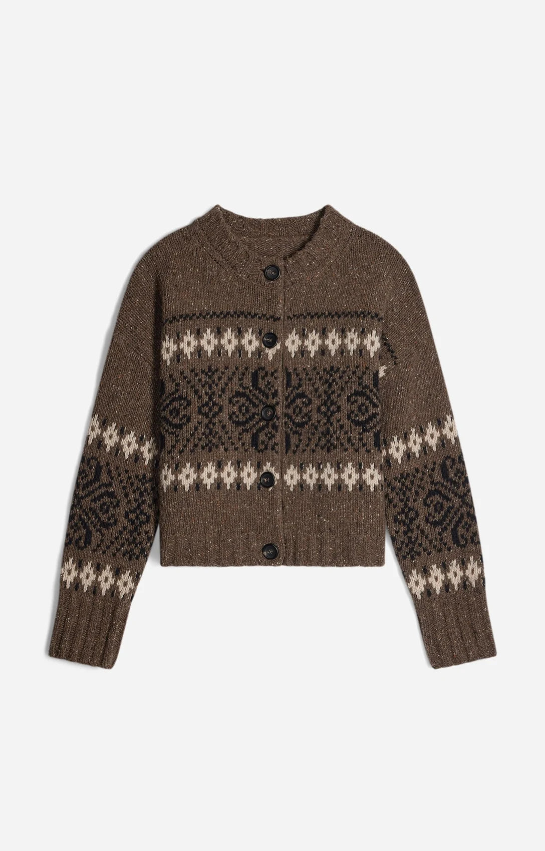 Vanessa Bruno Hinata Fairisle Cardigan in Mole