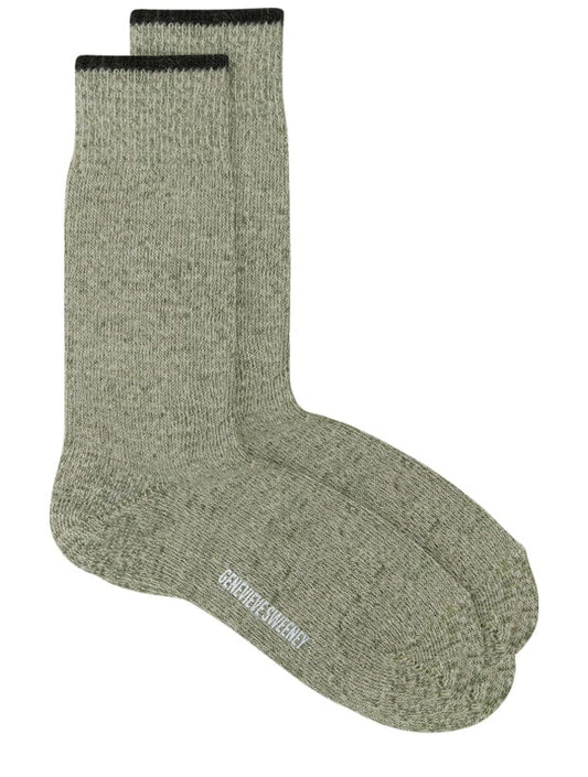 Genevieve Sweeney 'Salpaka' Socks in Khaki with Charcoal Tipping