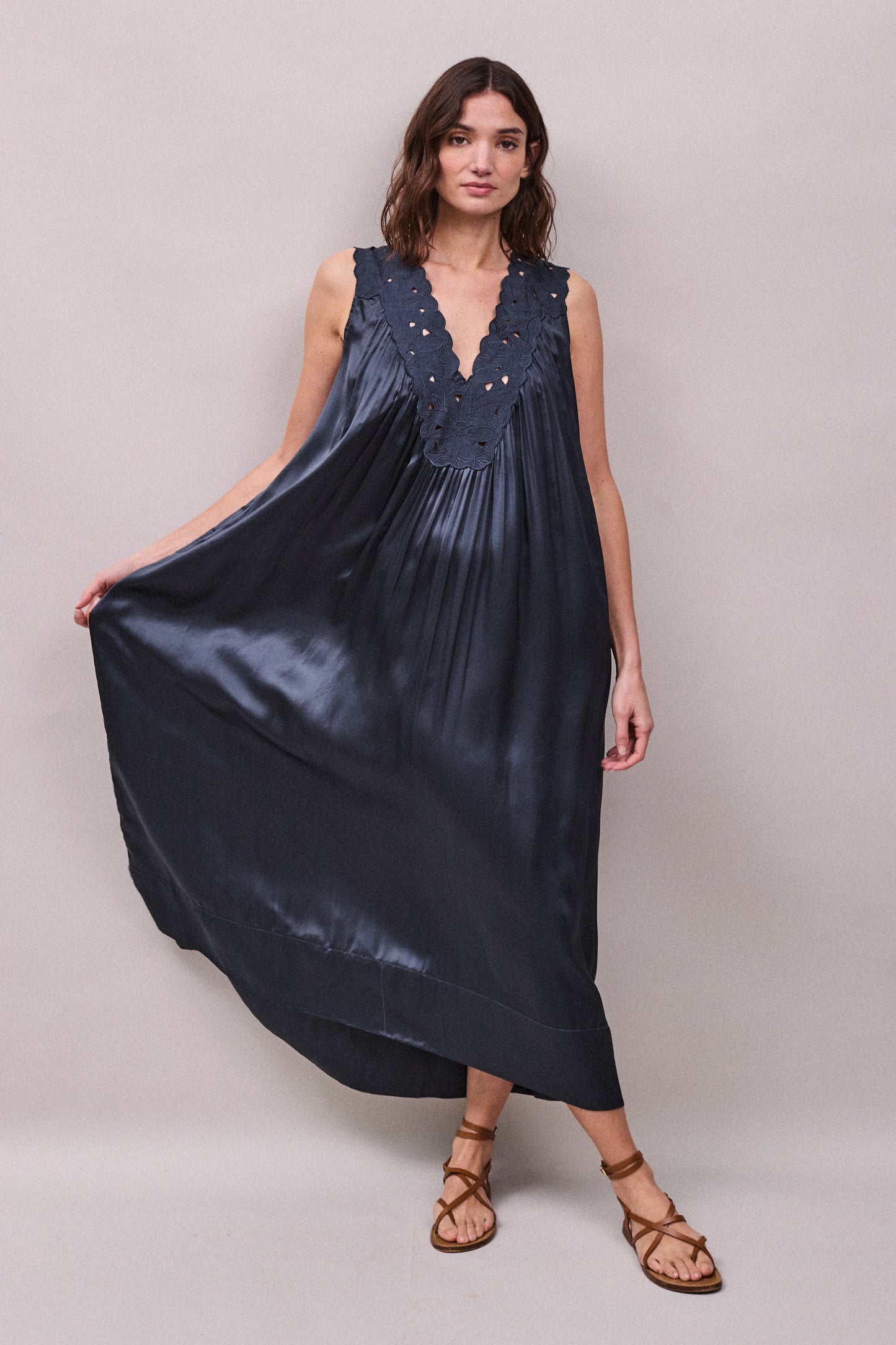 Faune Florentine Dress in Petrol Blue