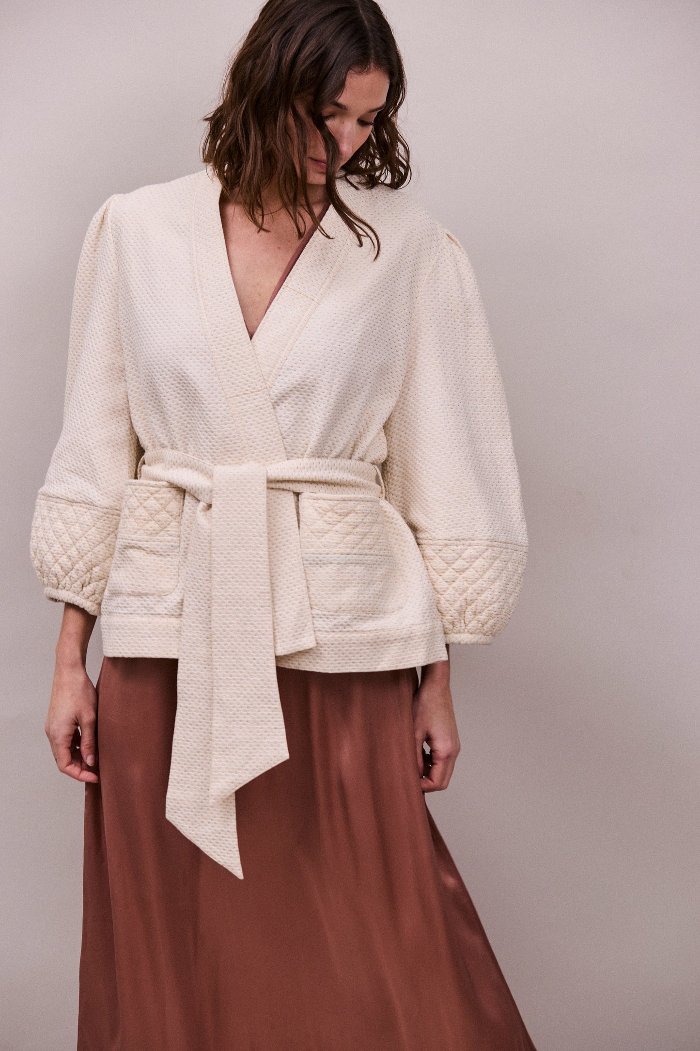 Faune Deia Jacket in Oyster and Gold
