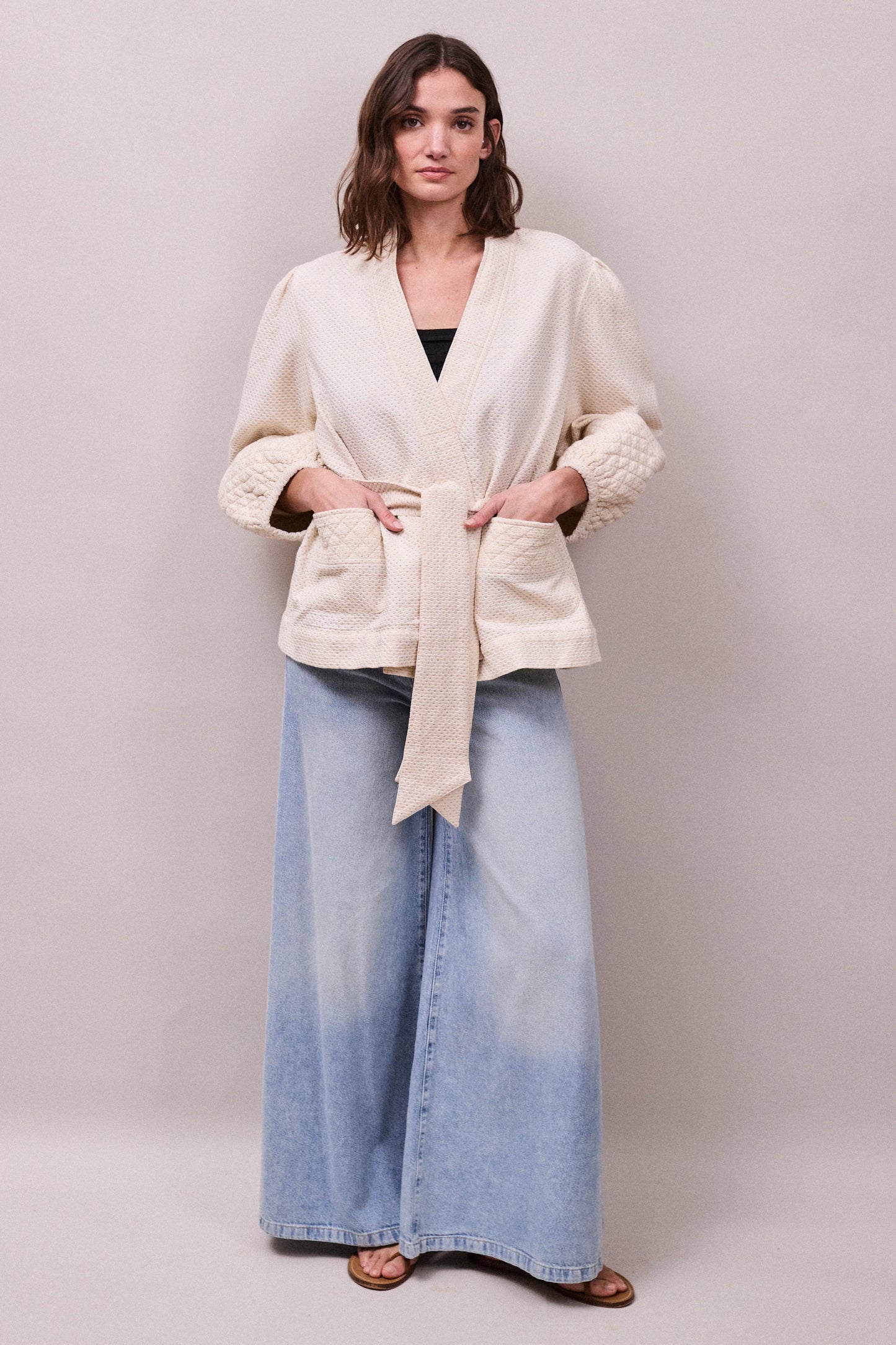 Faune Deia Jacket in Oyster and Gold