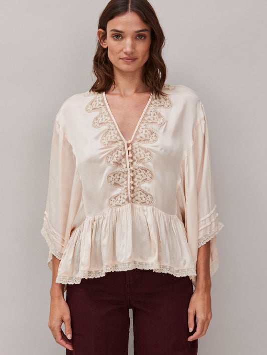 Faune Honeysuckle Blouse in Natural Blush