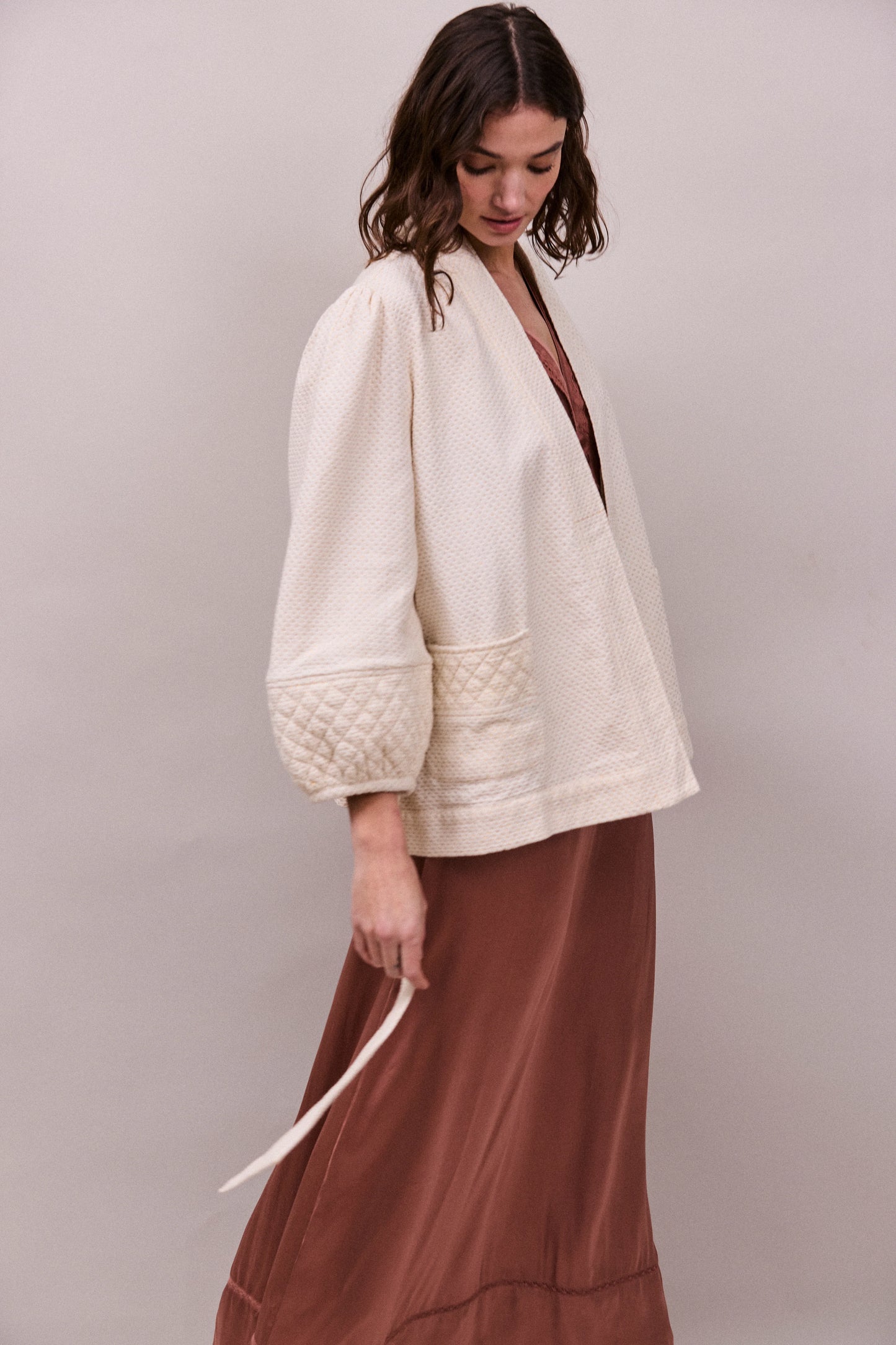 Faune Deia Jacket in Oyster and Gold