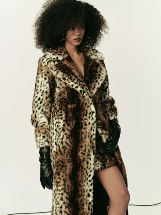 APPARIS Gabrielle Maxi Coat in Leopard