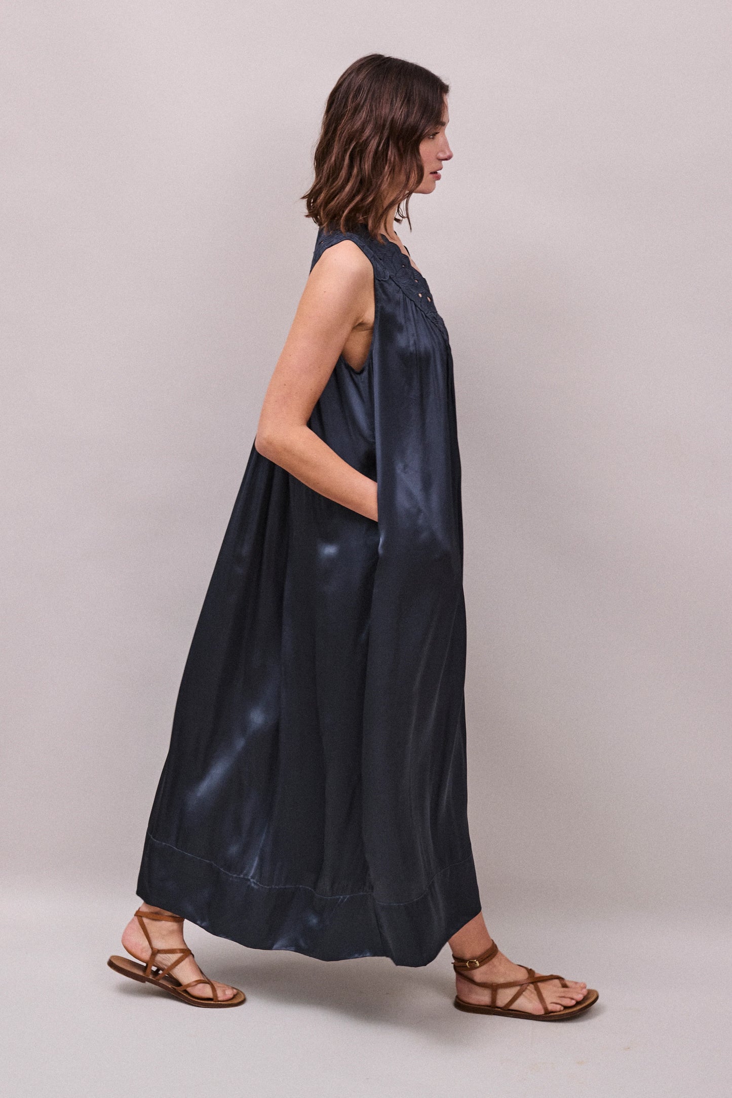 Faune Florentine Dress in Petrol Blue