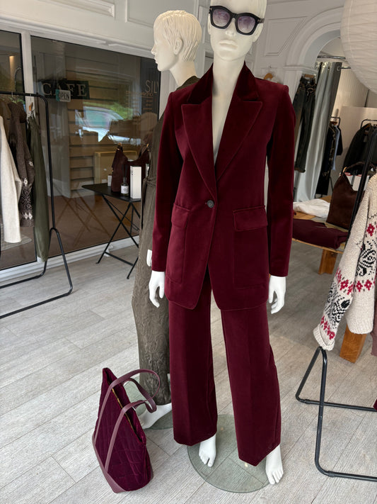Vanessa Bruno Faru Velvet Trousers in Burgundy