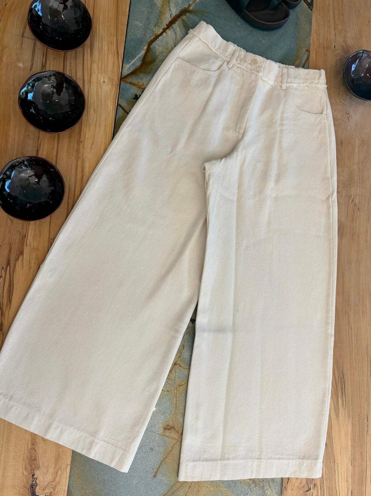 Aequamente High Waisted Pants in Chalk