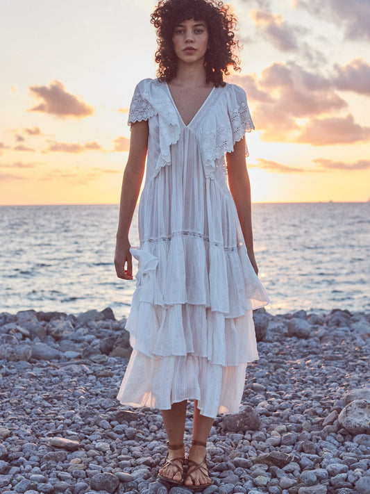 Faune Seville Dress in Vintage White