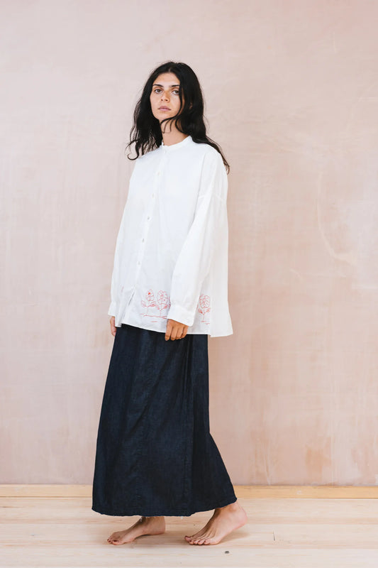 SULA Flower Button Thru Shirt in White