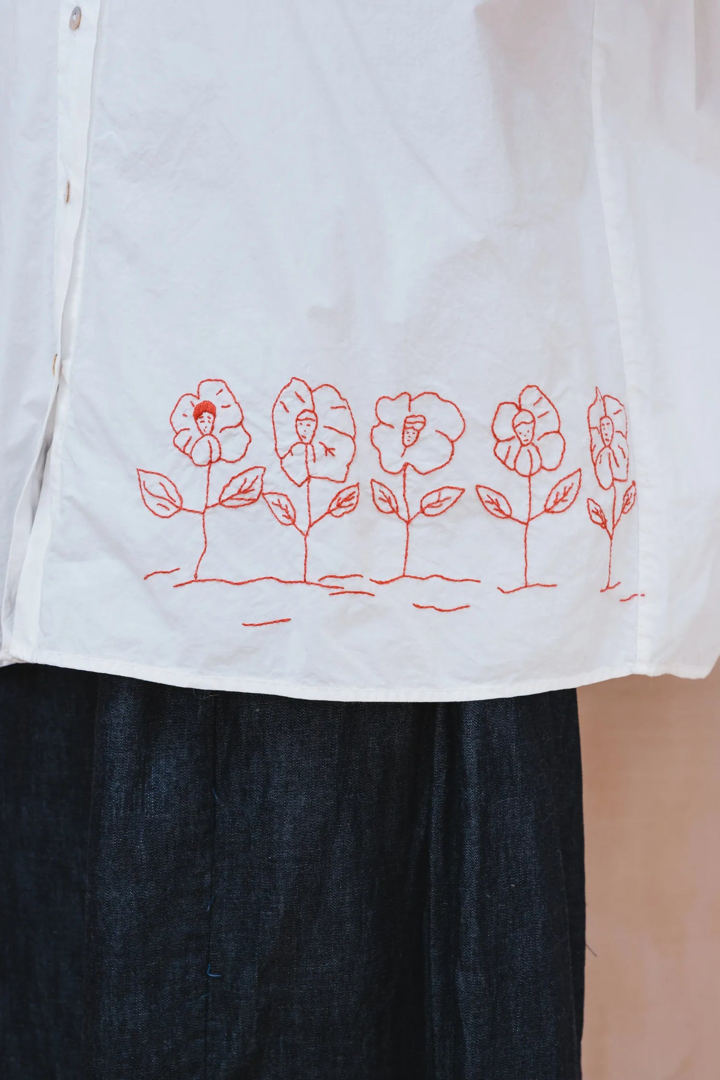 SULA Flower Button Thru Shirt in White