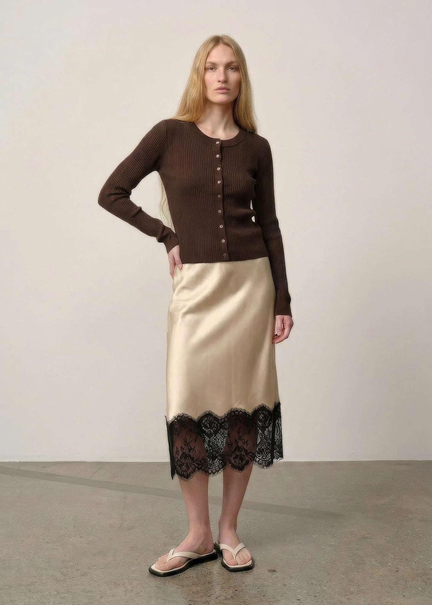 Herskind Brooks Long Sleeve Cardigan in Coffee