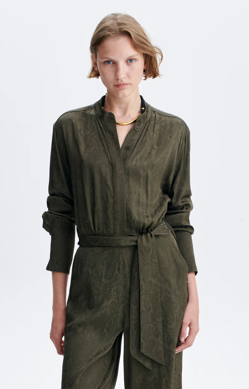 Vanessa Bruno Hysé Jacquard Jumpsuit in Khaki