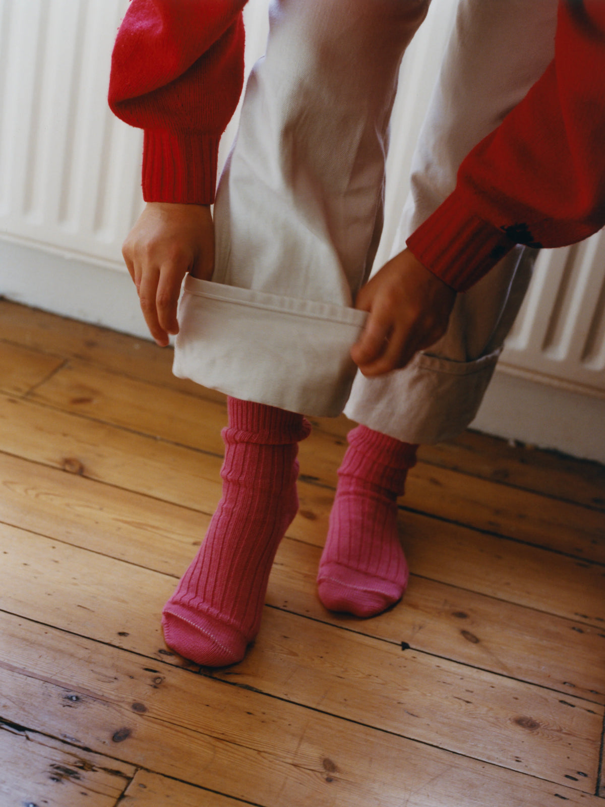 Rock and Ruby Wool Socks in Flamingo
