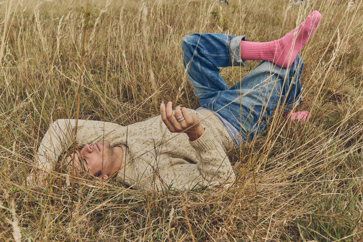 Rock and Ruby Wool Socks in Flamingo