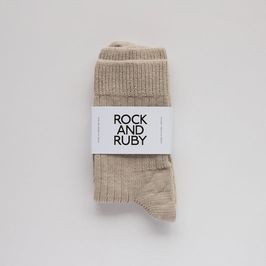 Rock and Ruby Wool Socks in Oatmeal