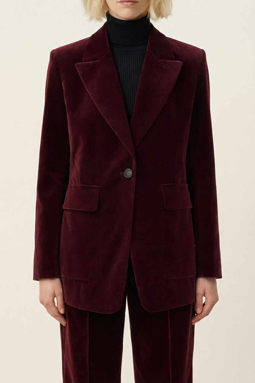 Vanessa Bruno Floea Velvet Blazer in Rich Burgundy