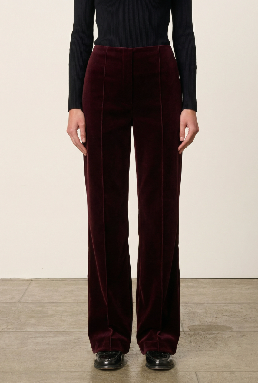 Vanessa Bruno Faru Velvet Trousers in Burgundy