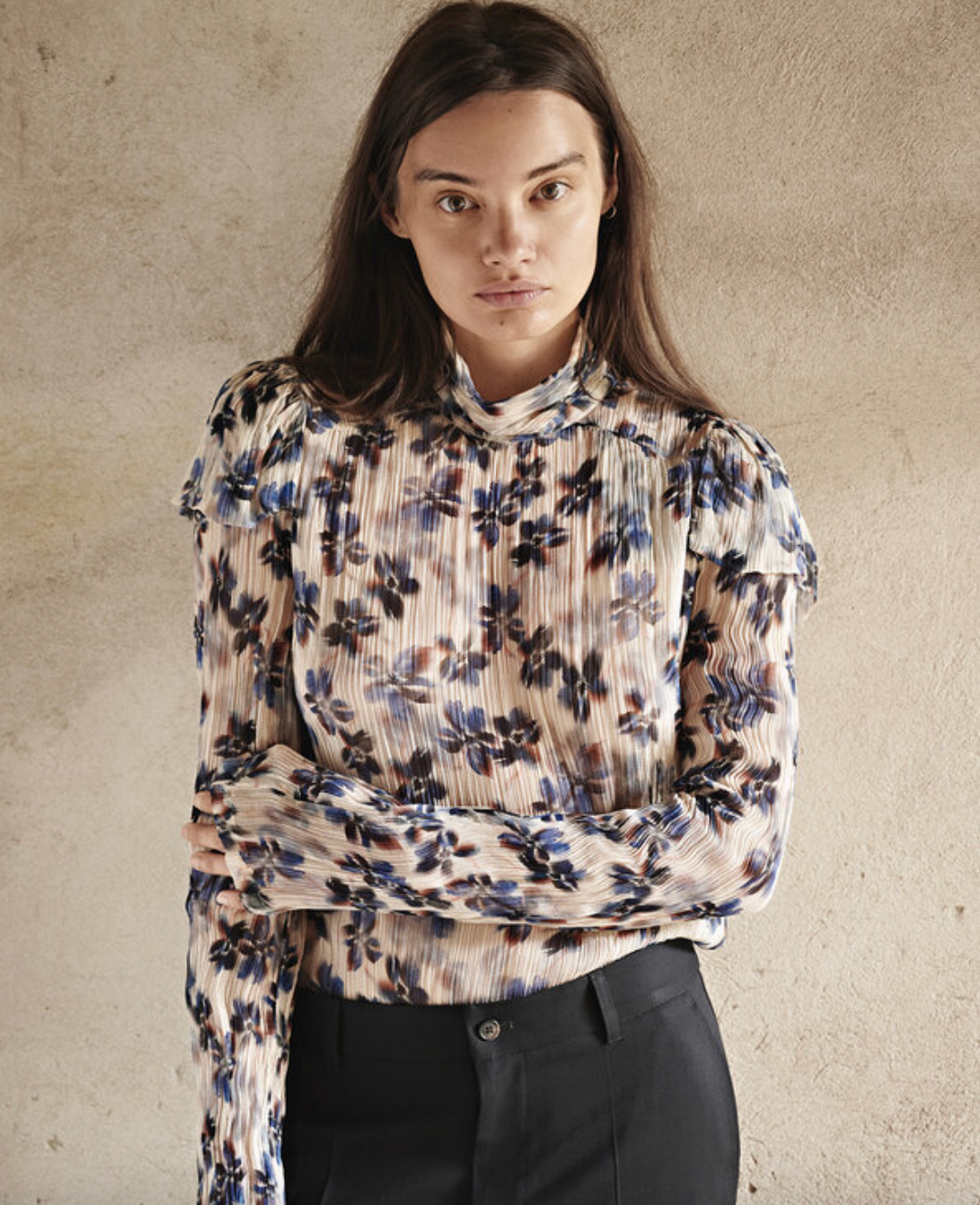 Nygårdsanna Blue Print High Collar Blouse