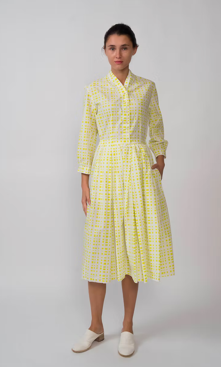 Hannoh Wessel Delaney Lime Check Dress