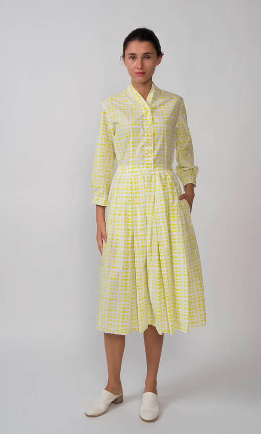 Hannoh Wessel Delaney Lime Check Dress