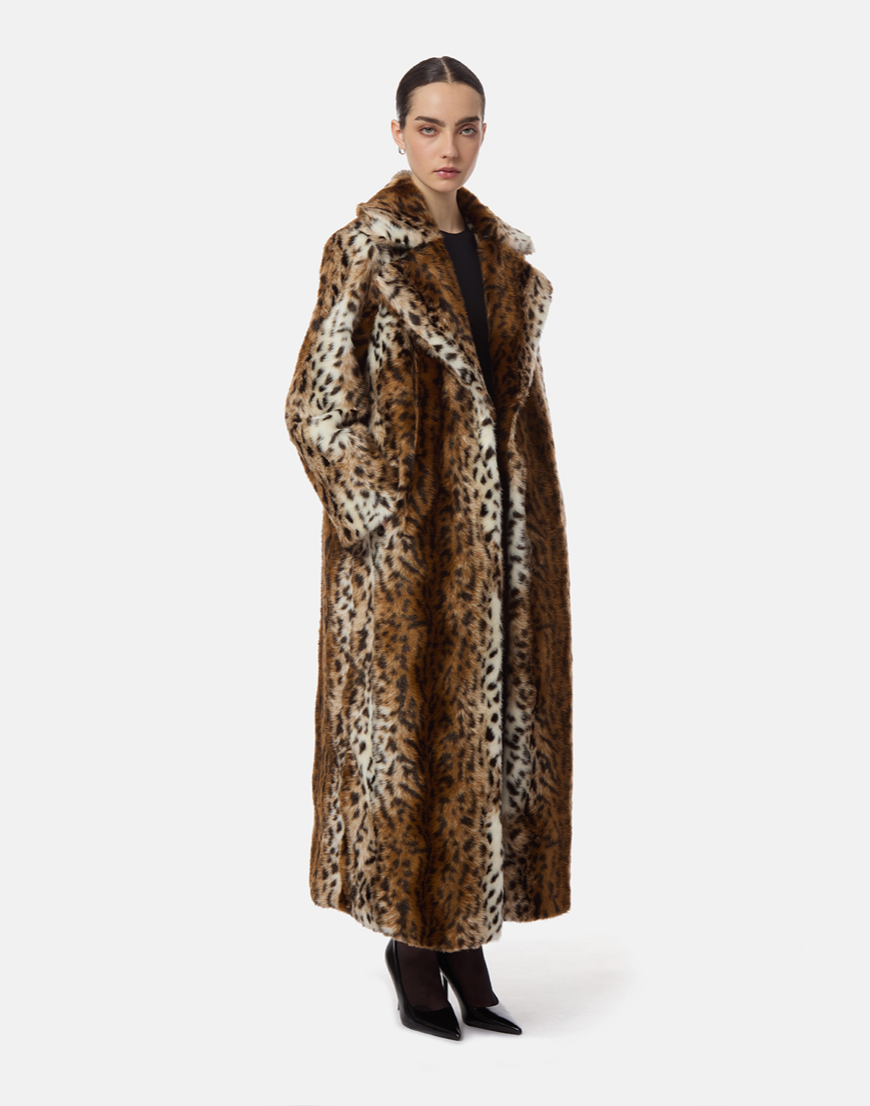 APPARIS Gabrielle Maxi Coat in Leopard