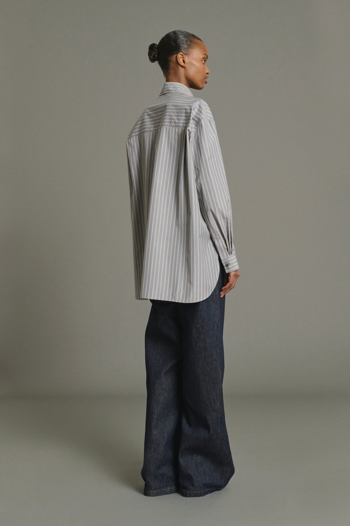 Soeur Oversized Grenade Striped Shirt in Anthracite / Bronze