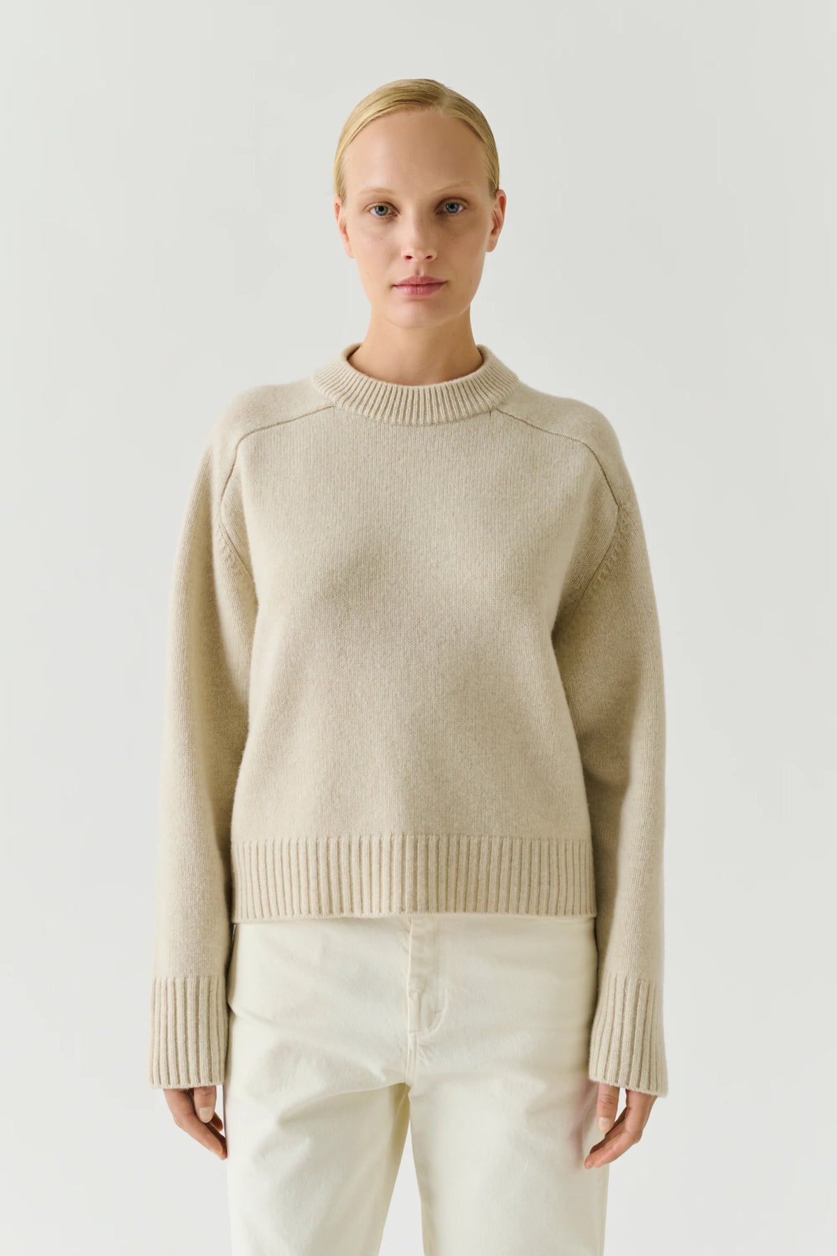 Soeur Will Boxy Pullover in Ecru