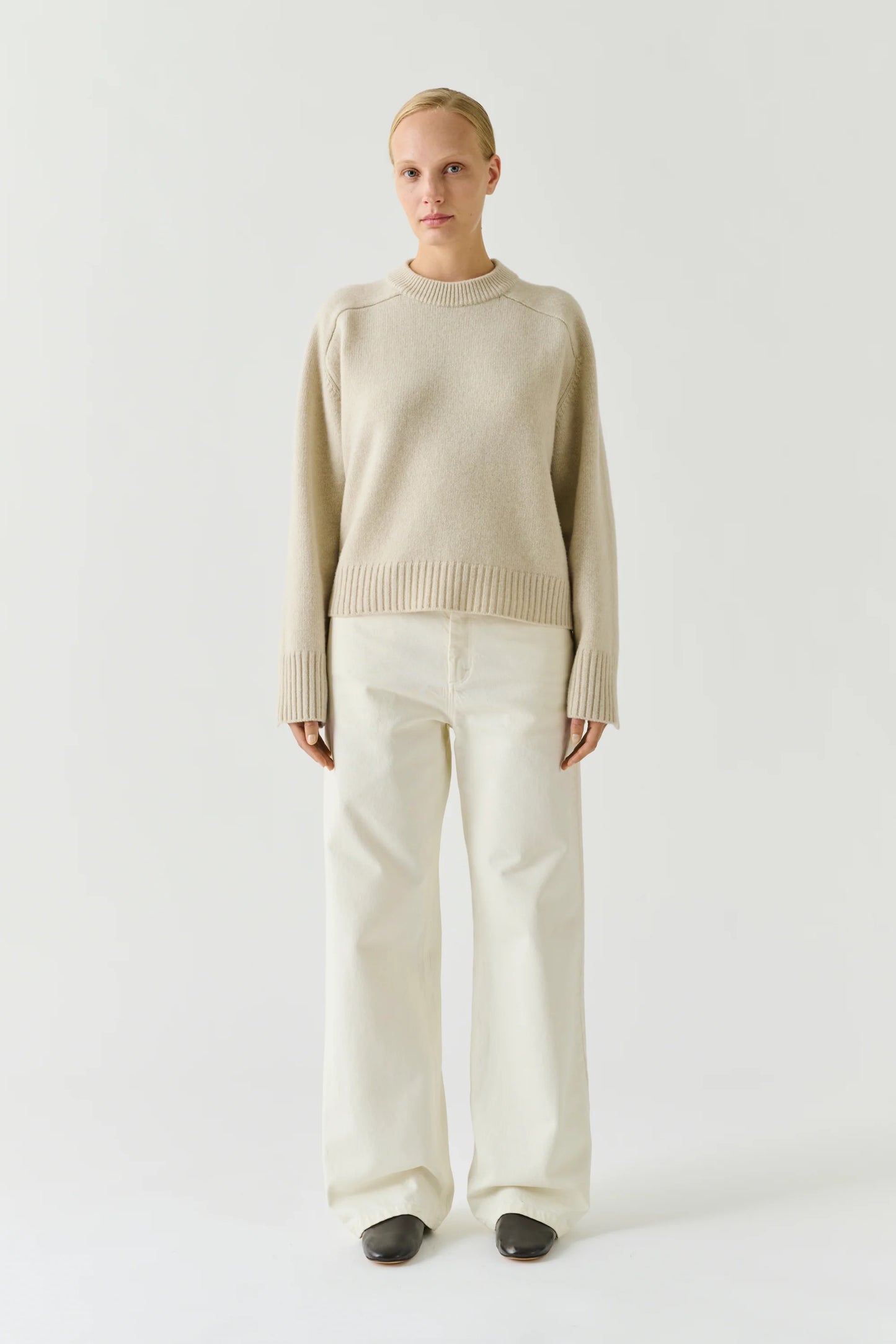Soeur Will Boxy Pullover in Ecru