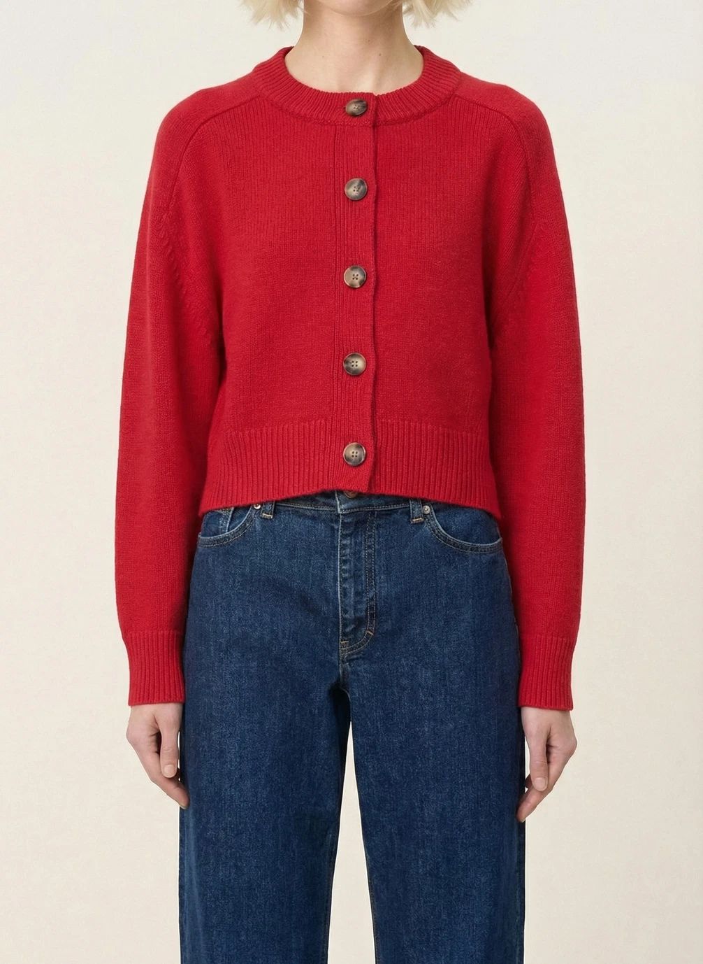 Vanessa Bruno Giverny Buttoned Cardigan in Red
