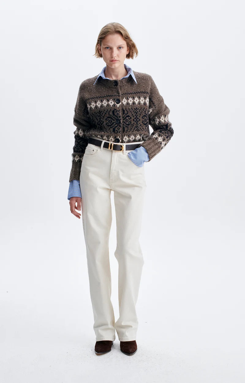Vanessa Bruno Hinata Fairisle Cardigan in Mole