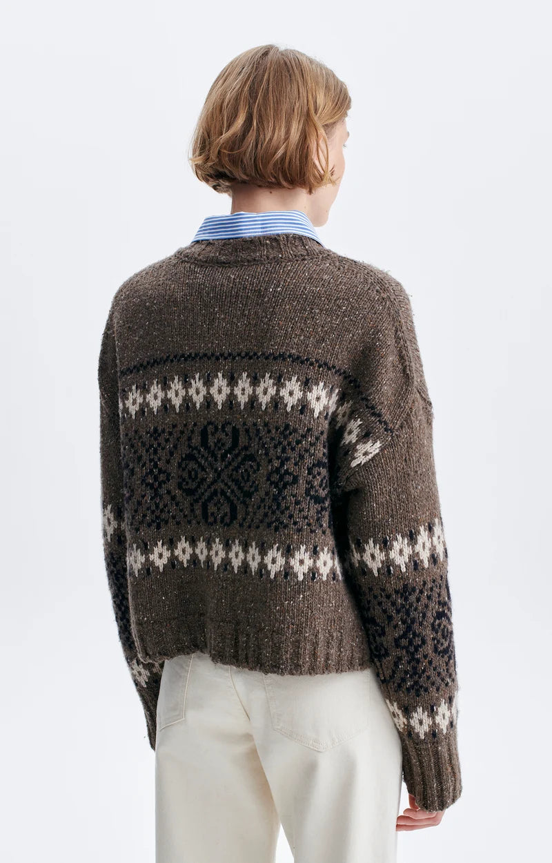 Vanessa Bruno Hinata Fairisle Cardigan in Mole