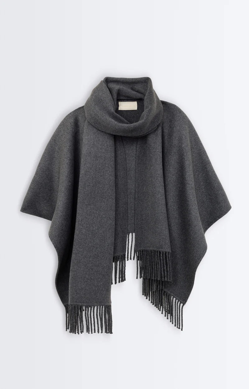 Vanessa Bruno Hope Fringed Poncho in Anthracite