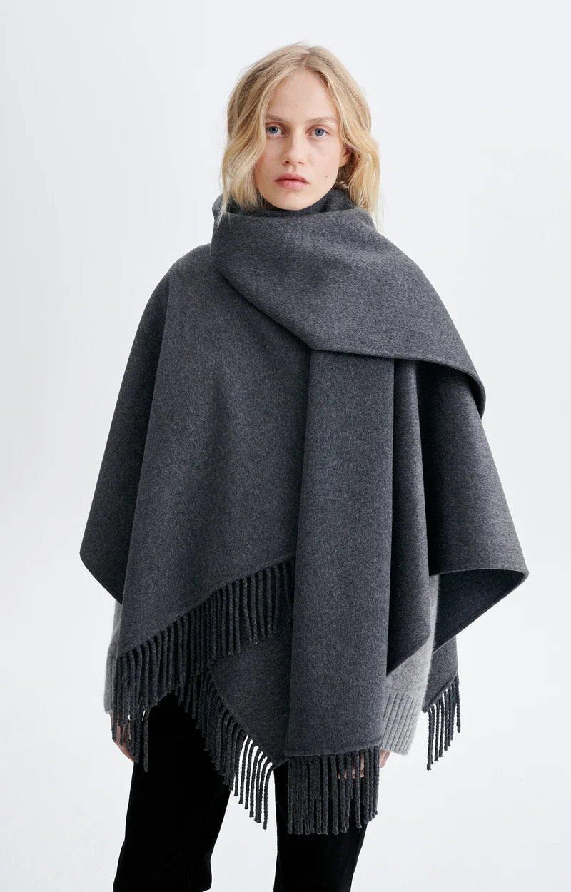 Vanessa Bruno Hope Fringed Poncho in Anthracite