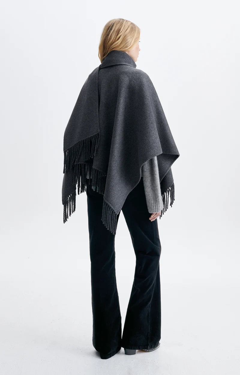 Vanessa Bruno Hope Fringed Poncho in Anthracite