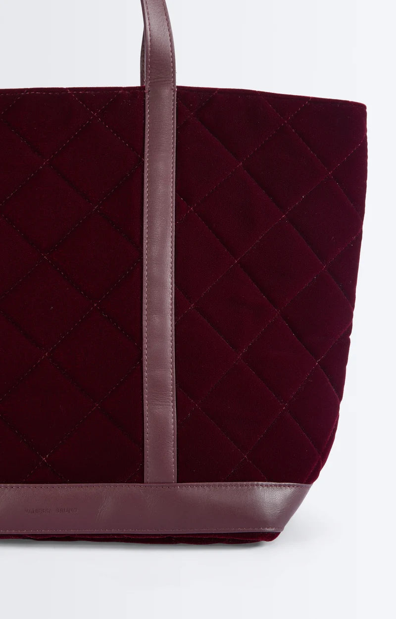 Vanessa Bruno Velvet Quilted Cabas in Burgundy