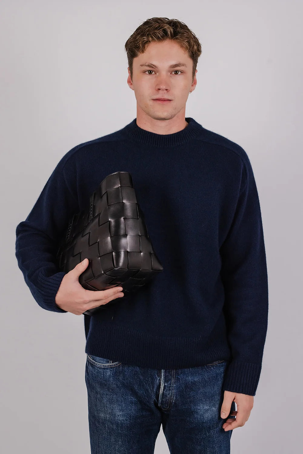 Vic and Bert Colin Premium 5GG Cashmere Knit in Navy - Unisex