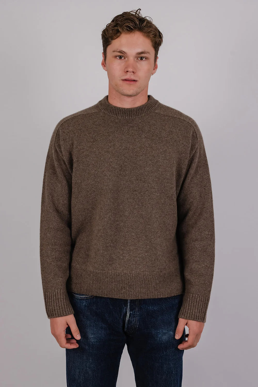 Vic and Bert Colin Premium 5GG Cashmere Knit in Brown - Unisex