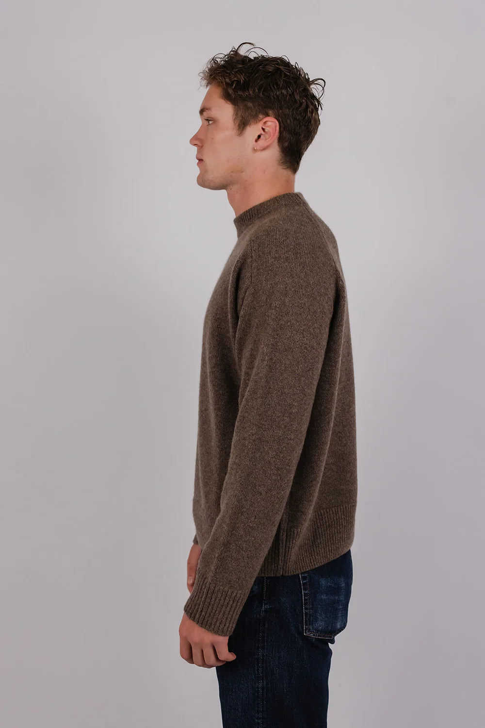 Vic and Bert Colin Premium 5GG Cashmere Knit in Brown - Unisex