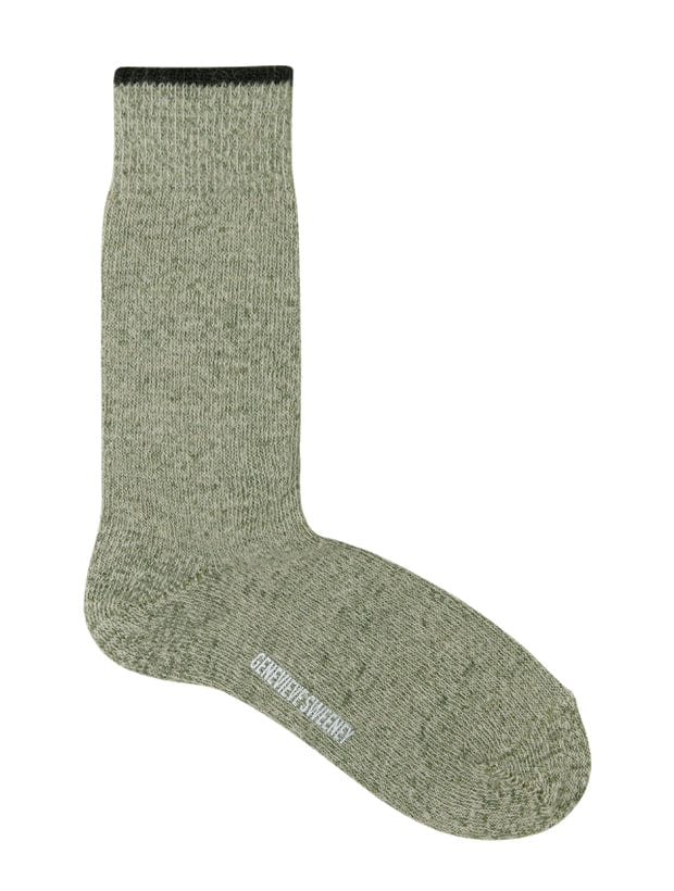 Genevieve Sweeney 'Salpaka' Socks in Khaki with Charcoal Tipping
