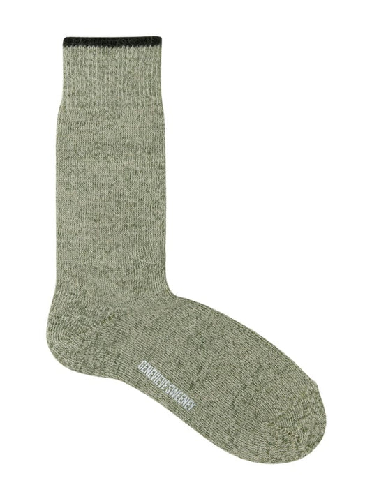 Genevieve Sweeney 'Salpaka' Socks in Khaki with Charcoal Tipping
